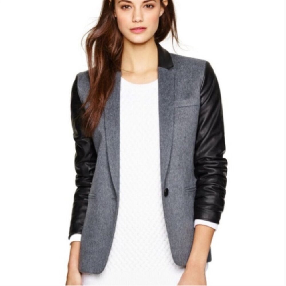 Aritzia Babaton Fred Wool Leather Blazer Sz 0